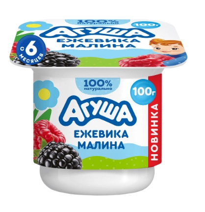 Творог АГУША ежевика-малина 6+ мес. 100 г 3,9%