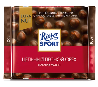 Шоколад RITTER SPORT темный с цельным орехом 100 г