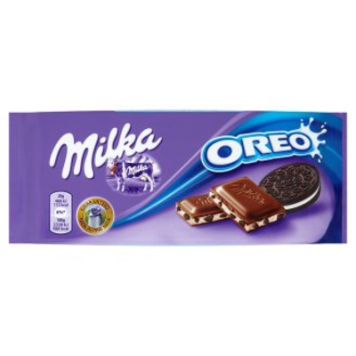 Шоколад MILKA Oreo молочный со сливочной прослойкой и печеньем 90 г