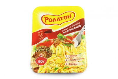Лапша быстрого приготовления РОЛЛТОН "По-домашнему" с говядиной 90 г лоток