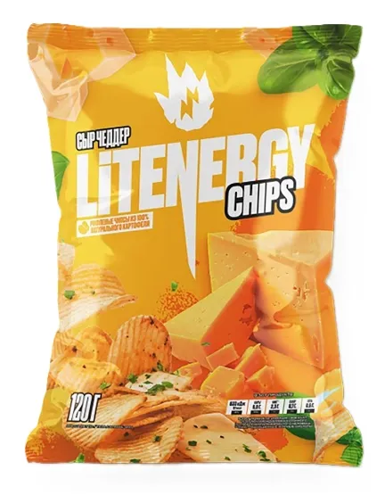 Чипсы LIT ENERGY CHIPS "Сыр Чеддер" рифленые 120 г