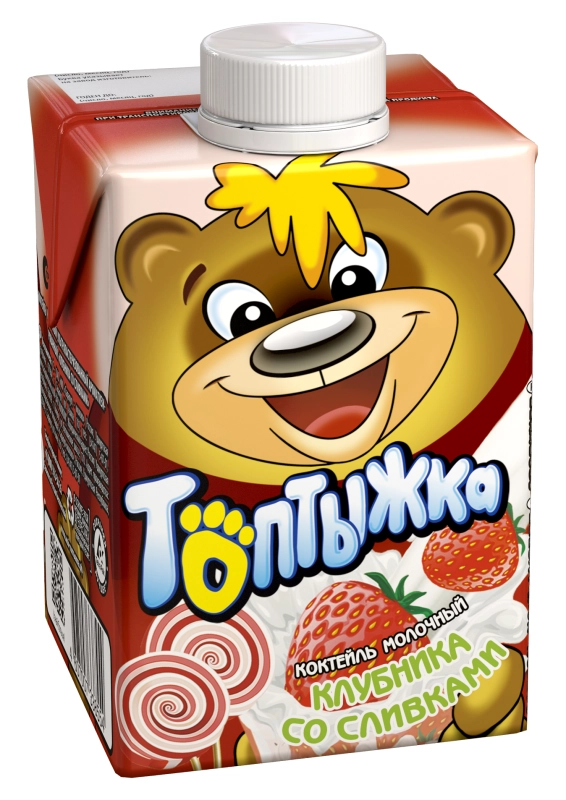 Молочный коктейль ТОПТЫЖКА "Клубника со сливками" 500 мл 3,2%