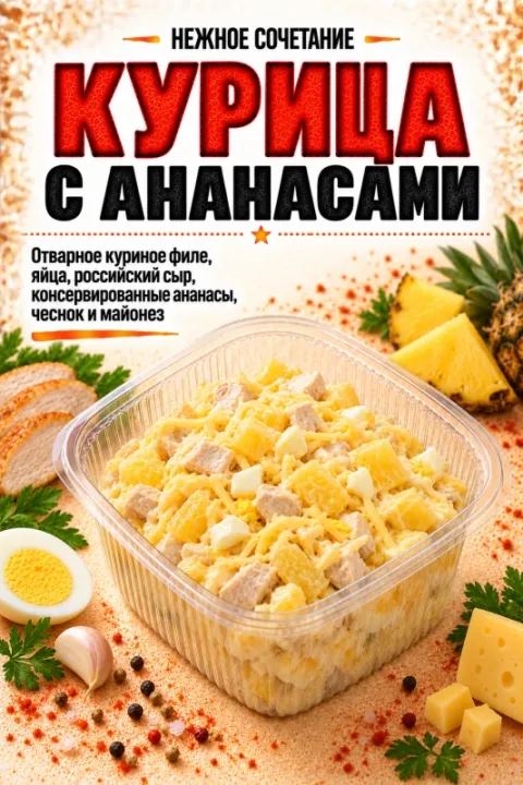 Салат с курицей и ананасами ИП Купреев