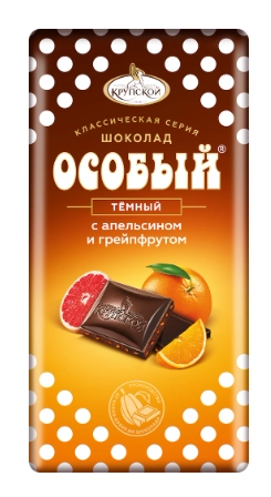 Шоколад КОНДИТЕРСКАЯ ФАБРИКА имени КРУПСКОЙ "Особый" темный с апельсином и грейпфрутом 85 г