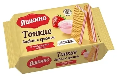 Вафли ЯШКИНО "Тонкие" с клубничным вкусом 144 г