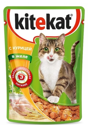 Корм для кошек KITEKAT с курицей в желе 85 г