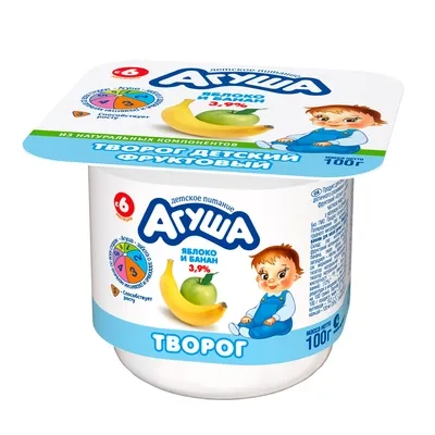 Творог АГУША "Детский" яблоко и банан 100 г 3,9%