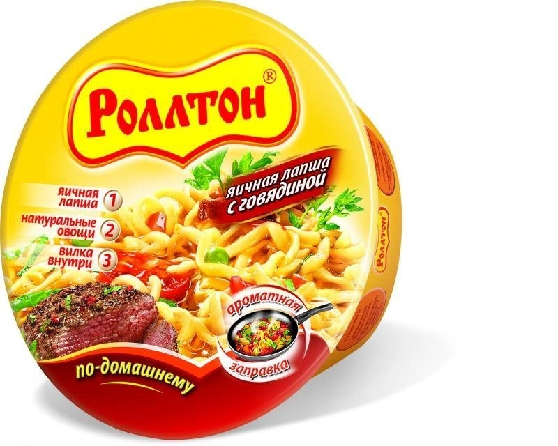 Лапша быстрого приготовления яичная РОЛЛТОН с говядиной 70 г стакан