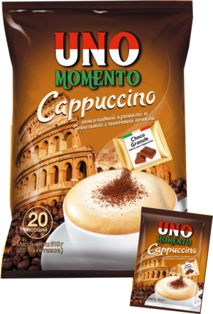 Кофейный напиток растворимый UNO MOMENTO Cappuccino с шоколадной крошкой 25 г