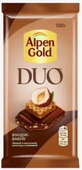Шоколад ALPEN GOLD "Duo" фундук-вафля 130 г