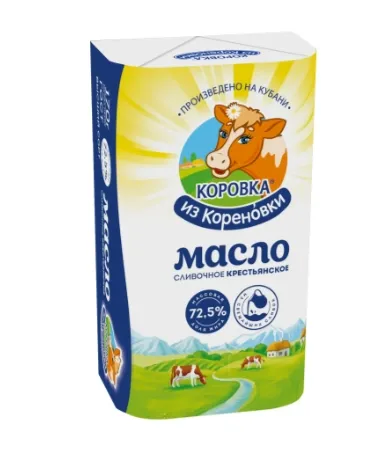 Масло сливочное КОРОВКА ИЗ КОРЕНОВКИ "Крестьянское" 170 г 72,5%