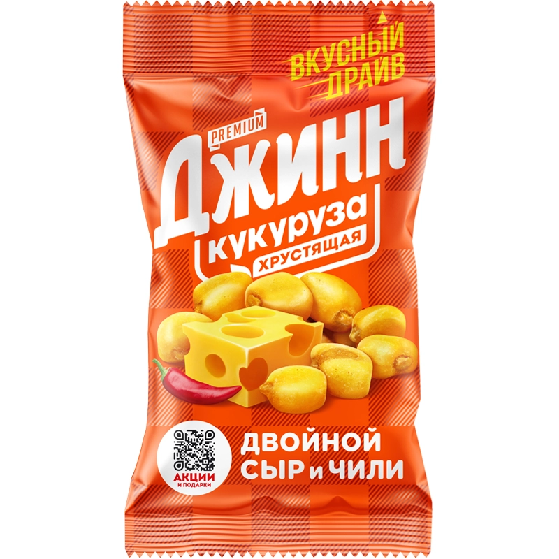 Кукуруза ДЖИНН жареная со вкусом двойного сыра и чили 35 г
