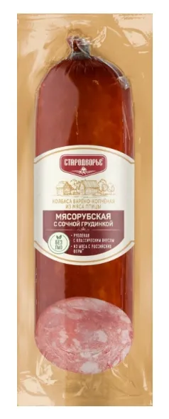 Колбаса СТАРОДВОРЬЕ "Мясорубская" с сочной грудинкой варено-копченая 350 г