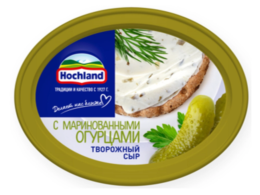 Сыр HOCHLAND творожный с маринованными огурцами 140 г 60%