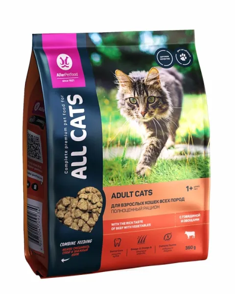 ALL CATS корм сухой д/взр. кош. с говядиной, 350 г ALL CATS корм сухой д/взр. кош. с говядиной, 350 г