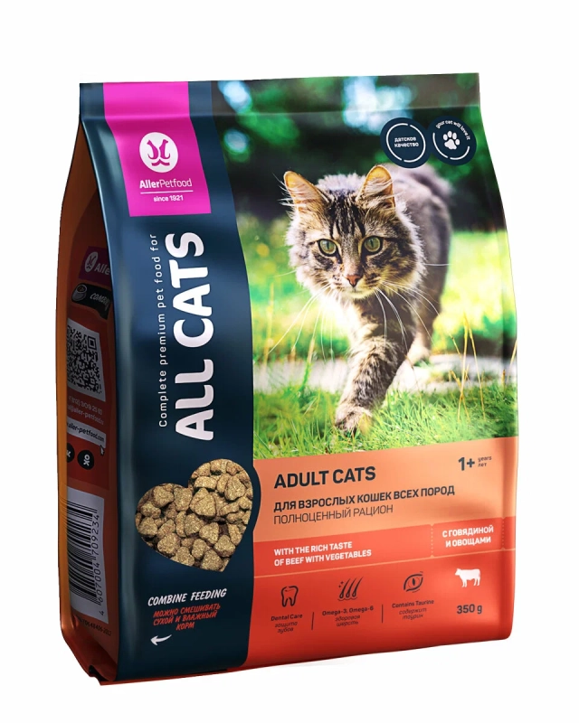 ALL CATS корм сухой д/взр. кош. с говядиной, 350 г ALL CATS корм сухой д/взр. кош. с говядиной, 350 г