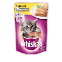 Корм для кошек WHISKAS паштет с курицей для котят 75 г
