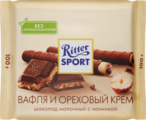 Шоколад RITTER SPORT "Вафля и ореховый крем " 100 г