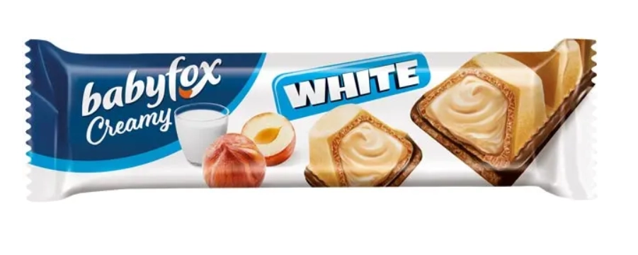 Батончик BABY FOX "Creamy White" вафельный молочно-ореховый 18,2 г