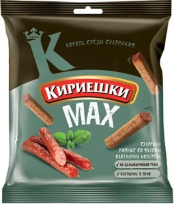 Сухарики КИРИЕШКИ Мах ржаные охотничьи колбаски 40 г