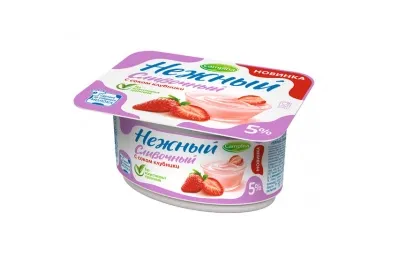 Йогурт НЕЖНЫЙ "Сливочный" с соком клубники 100 г 5,0%