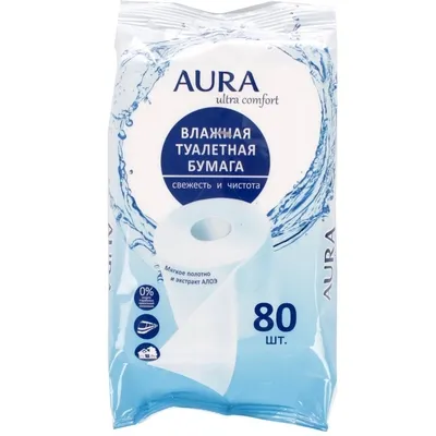 Бумага туалетная влажная AURA Ultra comfort уп.80 /с крышкой/