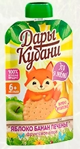 Дары Кубани Пюре фруктовое яблоко-банан с печеньем 6+мес. дой пак 80 г