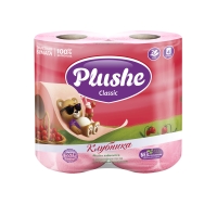 Бумага туалетная PLUSHE "Classic" клубника двухслойная 4 шт.