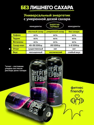 Напиток энергетический ЭНЕРГИЯ ПЕРВЫХ ЭНЕРГИЯ ЗВЕЗД Напиток энергетический ЭНЕРГИЯ ПЕРВЫХ ЭНЕРГИЯ ЗВЕЗД "Энергия Звезд. Малина с Венеры" со вкусом малины газированный 450 мл