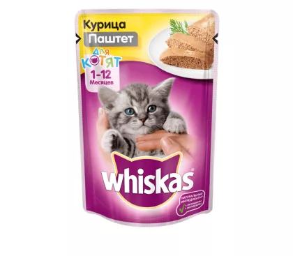 WHISKAS паштет с курицей для котят 75 г WHISKAS паштет с курицей для котят 75 г