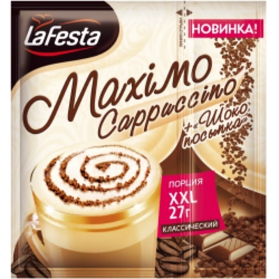 Кофейный напиток растворимый LA FESTA Maximo Cappuccino + шоко-посыпка 27 г