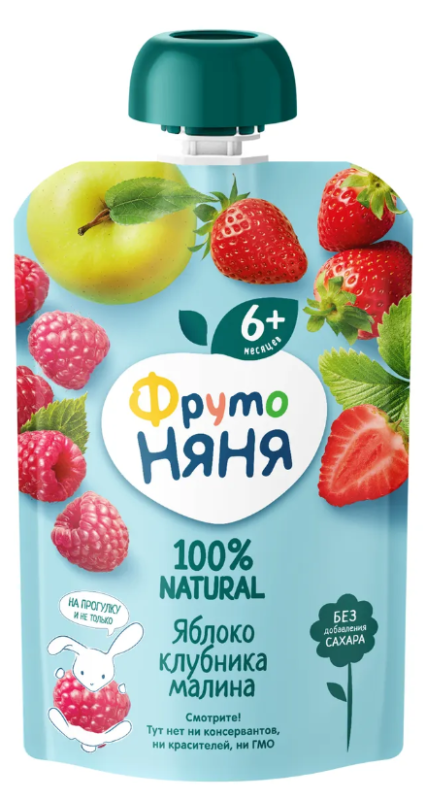 Десерт фруктовый ФРУТОНЯНЯ из яблок клубники и малины с 6 месяцев 90 г