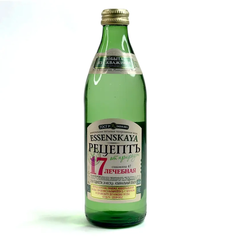 Вода минеральная РЕЦЕПТ ОТ ПРИРОДЫ ЕССЕНСКАЯ "Нагутская-4" лечебно-столовая газированная 0.45 л