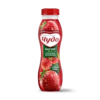 Йогурт питьевой ЧУДО клубника-земляника 260г 1,9%.