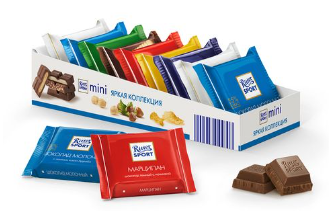 Шоколад RITTER SPORT Шоколад RITTER SPORT "Mini. Яркая коллекция" в ассортименте 9х16.67г 16.67 г