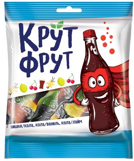 Мармелад жевательный КРУТ ФРУТ кола и лайм, вишня и кола, кола и ваниль 70 г