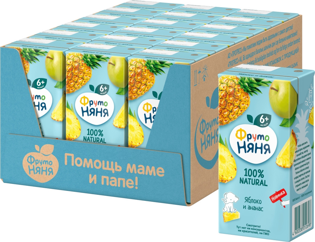 Нектар ФРУТОНЯНЯ из яблок и ананасов для питания детей раннего возраста 0.2 л