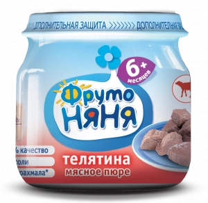 ФрутоНяня Пюре телятина 6+ мес. бан. 80г