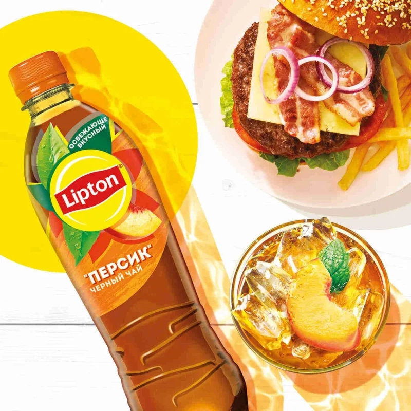Холодный чай LIPTON чёрный персик 0.5 л