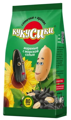 Семечки + арахис КУКУСИКИ жареные с морской солью 80 г Семечки + арахис КУКУСИКИ жареные с морской солью 80 г