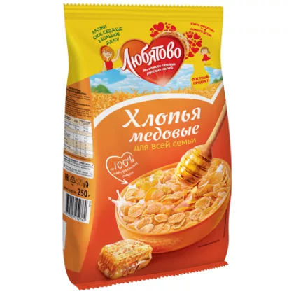 Хлопья ЛЮБЯТОВО кукурузные медовые 250 г