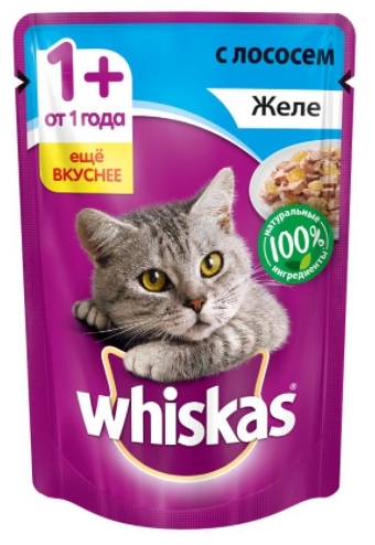 WHISKAS желе с лососем 75 г