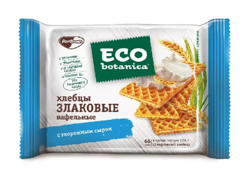 Вафли ECO-BOTANICA Вафли ECO-BOTANICA "Вафельные хлебцы злаковые с творожным сыром" с жировой начинкой 75 г