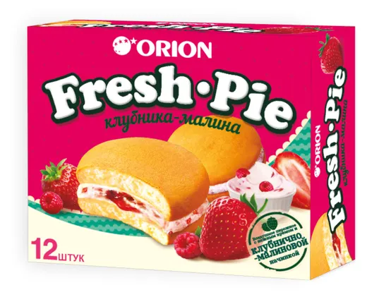 Пирожное ORION "Fresh Pie"  бисквитное с клубнично-малиновой начинкой 300 г