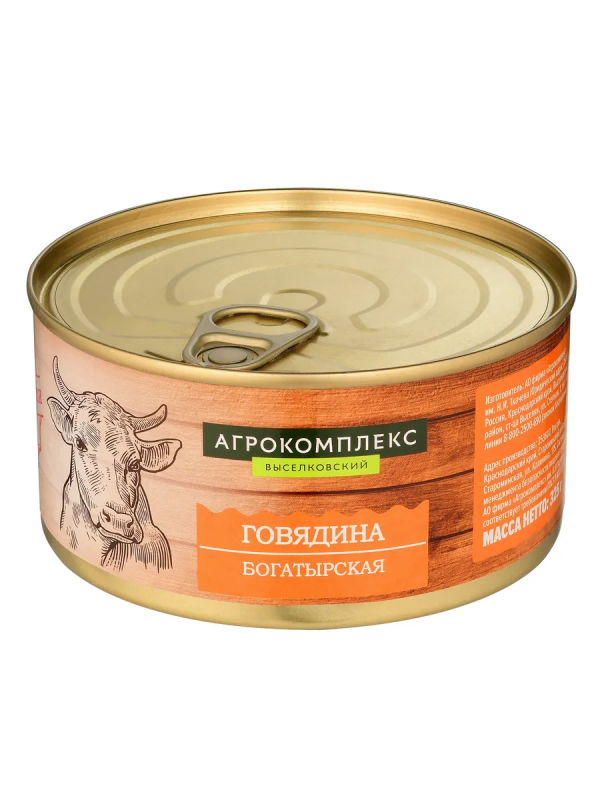 Говядина тушеная АГРОКОМПЛЕКС "Богатырская" 325 г