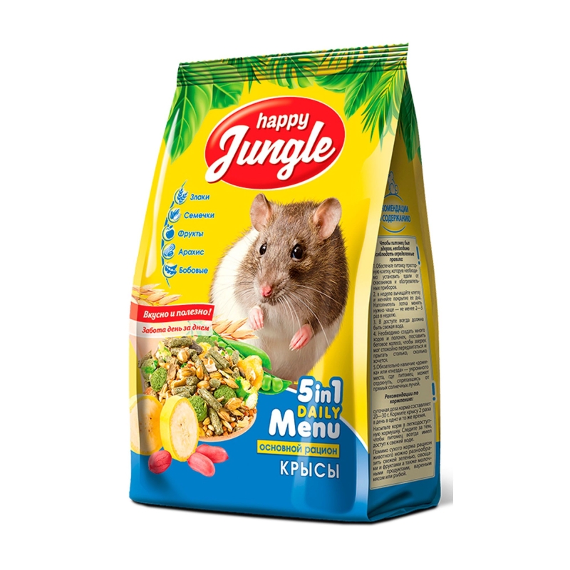 Корм HAPPY JUNGLE для декоративных крыс 400 г
