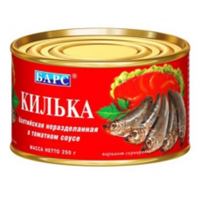 Килька БАРС балтийская неразделанная в томатном соусе 250 г