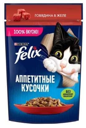PURINA PURINA "Felix. Аппетитные кусочки" говядина в желе 75 г