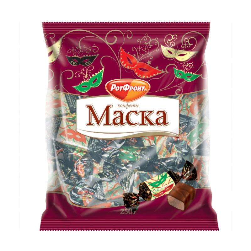 Конфеты РОТ ФРОНТ "Маска" глазированные шоколадной глазурью 250 г