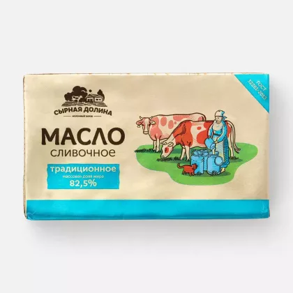 Масло сливочное СЫРНАЯ ДОЛИНА "Кровка. Крестьянское" 400 г 82,5%